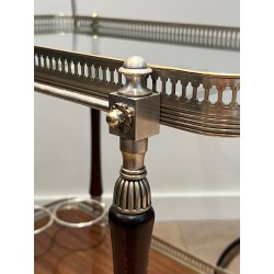 Mahogany and Silvered Brass Drinks Trolley with Removable Trays by Maison Jansen, French Work, circa 1940