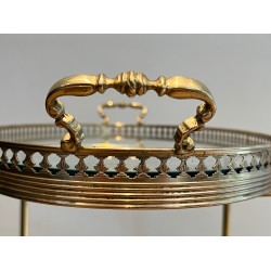 Table Roulante Ovale de Style Néoclassique en Laiton Attribuée à la Maison Jansen, Travail Français, vers 1940