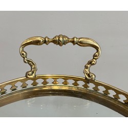 Oval Neoclassical Brass Drinks Trolley Attributed to Maison Jansen, French Work, circa 1940
