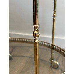 Oval Neoclassical Brass Drinks Trolley Attributed to Maison Jansen, French Work, circa 1940