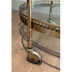 Oval Neoclassical Brass Drinks Trolley Attributed to Maison Jansen, French Work, circa 1940