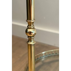 Oval Neoclassical Brass Drinks Trolley Attributed to Maison Jansen, French Work, circa 1940
