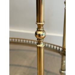 Oval Neoclassical Brass Drinks Trolley Attributed to Maison Jansen, French Work, circa 1940