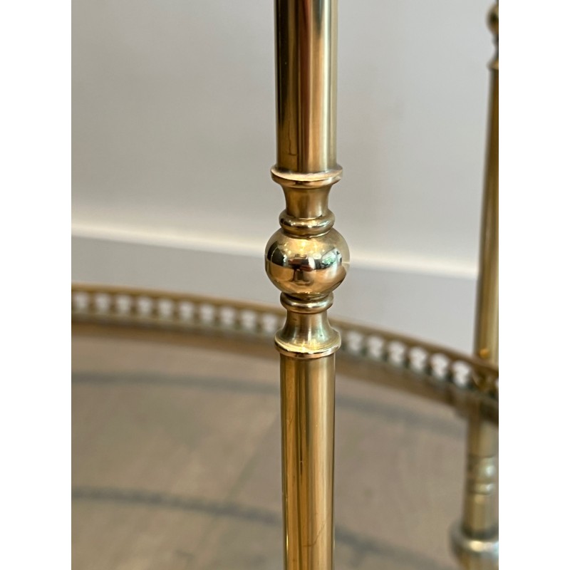 Oval Neoclassical Brass Drinks Trolley Attributed to Maison Jansen, French Work, circa 1940