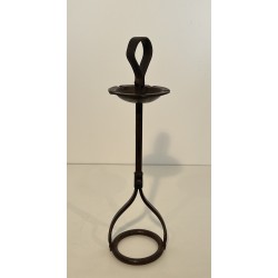 Steel and Leather Ashtray on Stand by Jacques Adnet, French Work, circa 1950
