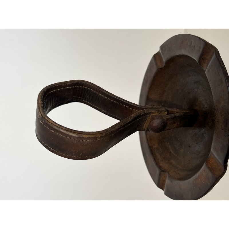 Cendrier sur pied en Acier et Cuir de Jacques Adnet