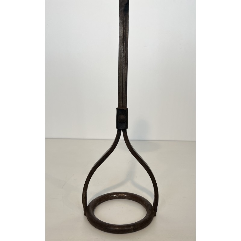 Steel and Leather Ashtray on Stand by Jacques Adnet, French Work, circa 1950