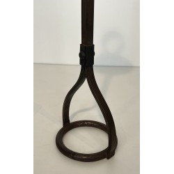 Steel and Leather Ashtray on Stand by Jacques Adnet, French Work, circa 1950