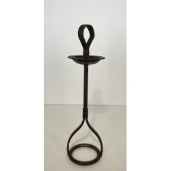 Steel and Leather Ashtray on Stand by Jacques Adnet, French Work, circa 1950
