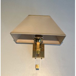 Pair of Lucite and Gilt Wall Sconces