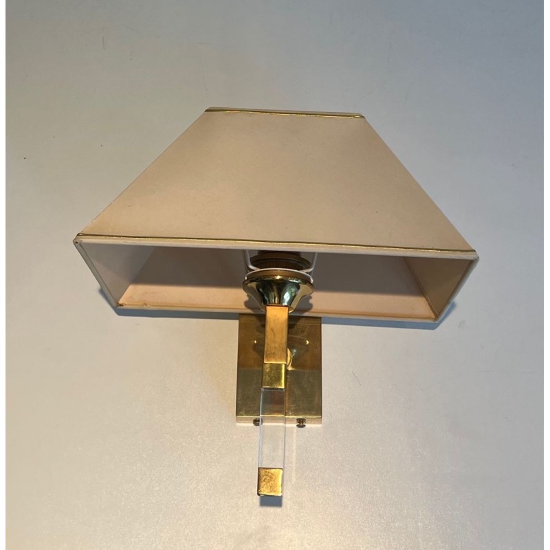 Pair of Lucite and Gilt Wall Sconces