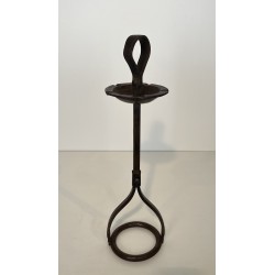 Steel and Leather Ashtray on Stand by Jacques Adnet, French Work, circa 1950