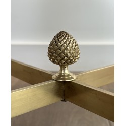 Table Basse Ronde Néoclassique en Laiton et Marbre de Carrare, Maison Jansen, Travail Français, vers 1940