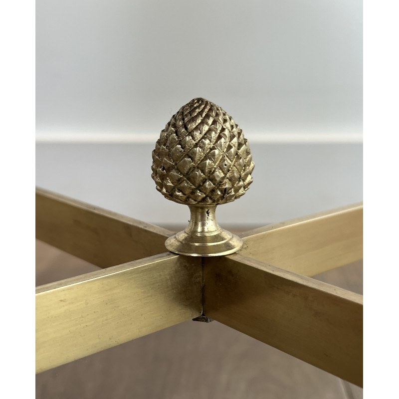 Neoclassical Round Brass Coffee Table with Carrara Marble Top by Maison Jansen, French Work, circa 1940