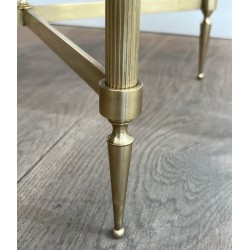 Neoclassical Round Brass Coffee Table with Carrara Marble Top by Maison Jansen, French Work, circa 1940