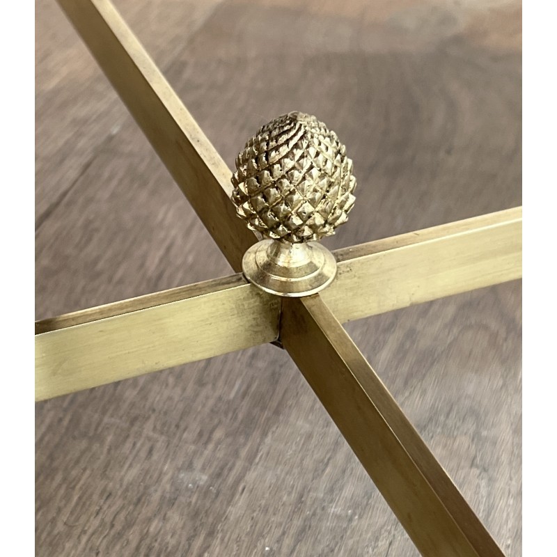 Neoclassical Round Brass Coffee Table with Carrara Marble Top by Maison Jansen, French Work, circa 1940