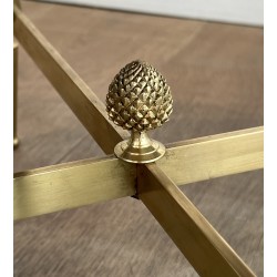 Neoclassical Round Brass Coffee Table with Carrara Marble Top by Maison Jansen, French Work, circa 1940