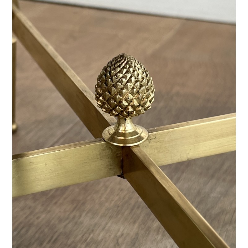 Neoclassical Round Brass Coffee Table with Carrara Marble Top by Maison Jansen, French Work, circa 1940