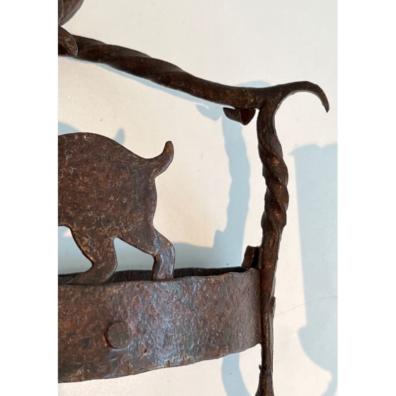 Pair of Wrought Iron Wall lights Showing Animals