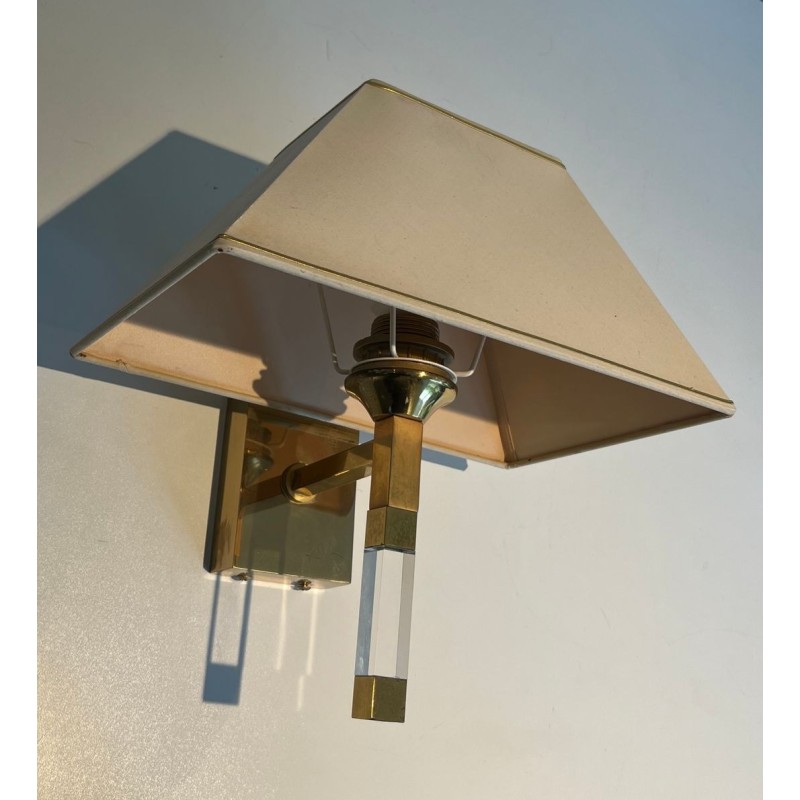 Pair of Lucite and Gilt Wall Sconces