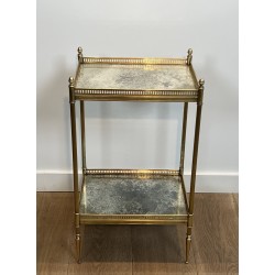 Neoclassical Brass Side Table with Double Églomisé Mirror Tops by Maison Jansen, circa 1940