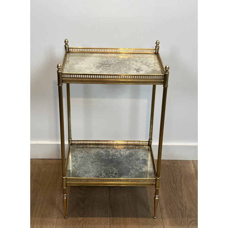 Neoclassical Brass Side Table with Double Églomisé Mirror Tops by Maison Jansen, circa 1940