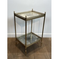 Neoclassical Brass Side Table with Double Églomisé Mirror Tops by Maison Jansen, circa 1940
