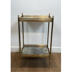 Neoclassical Brass Side Table with Double Églomisé Mirror Tops by Maison Jansen, circa 1940