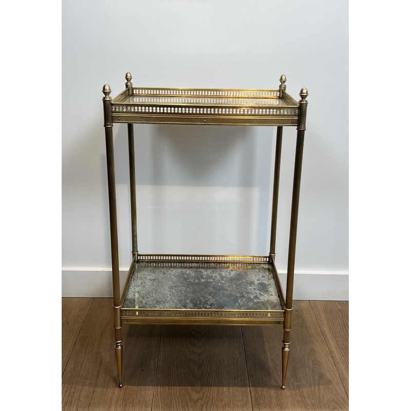 Neoclassical Brass Side Table with Double Églomisé Mirror Tops by Maison Jansen, circa 1940