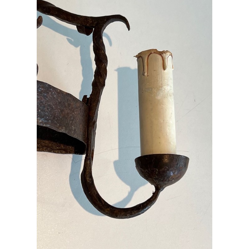 Pair of Wrought Iron Wall lights Showing Animals