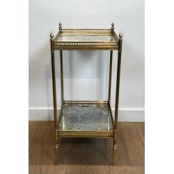 Bout de Canapé Néoclassique en Laiton à Double Plateaux de Miroirs Églomisés, Maison Jansen, vers 1940