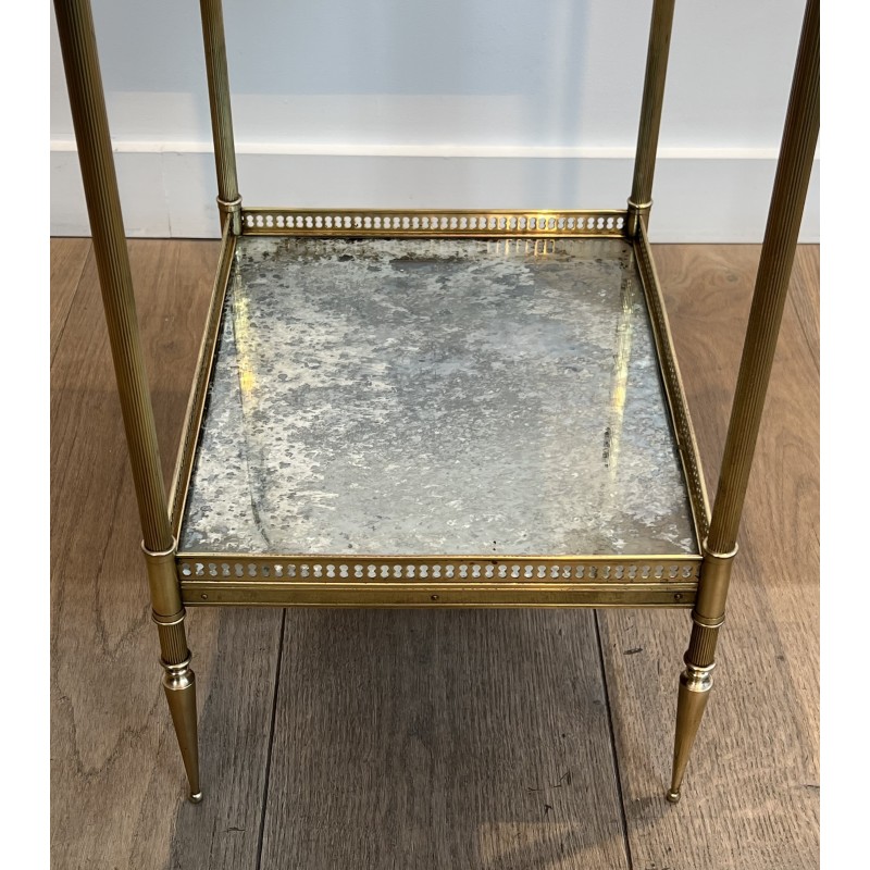 Neoclassical Brass Side Table with Double Églomisé Mirror Tops by Maison Jansen, circa 1940