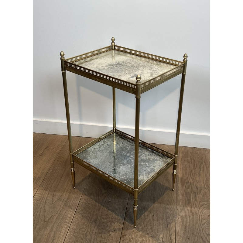 Neoclassical Brass Side Table with Double Églomisé Mirror Tops by Maison Jansen, circa 1940