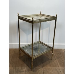 Neoclassical Brass Side Table with Double Églomisé Mirror Tops by Maison Jansen, circa 1940