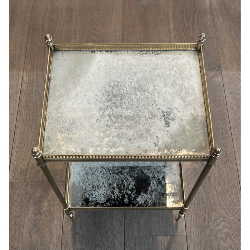 Neoclassical Brass Side Table with Double Églomisé Mirror Tops by Maison Jansen, circa 1940