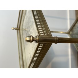 Bout de Canapé Néoclassique en Laiton à Double Plateaux de Miroirs Églomisés, Maison Jansen, vers 1940