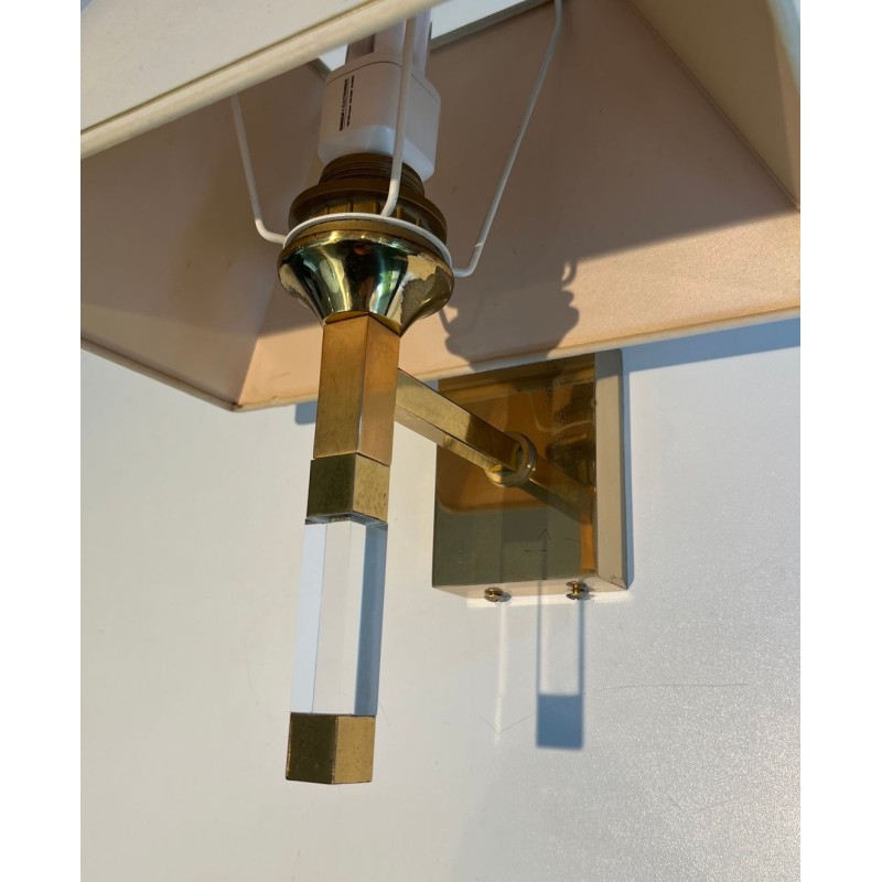 Pair of Lucite and Gilt Wall Sconces