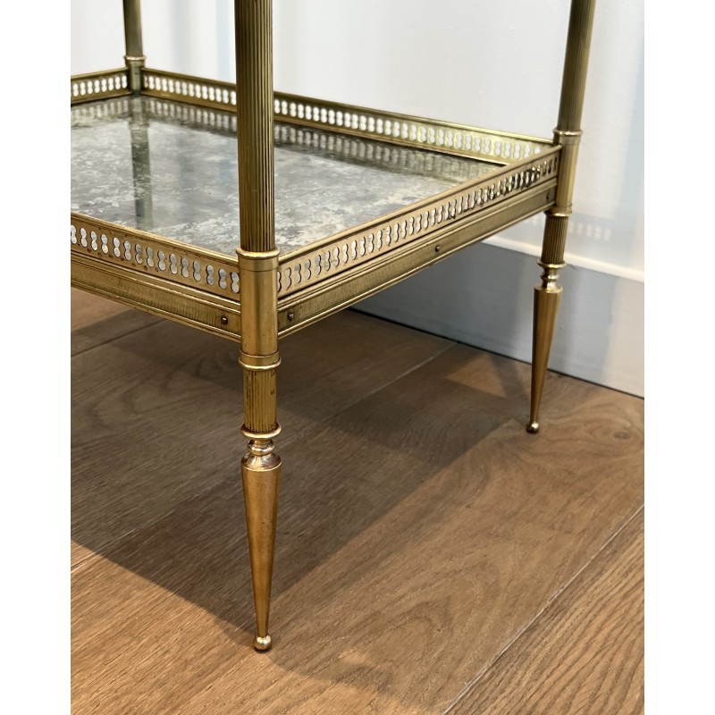 Neoclassical Brass Side Table with Double Églomisé Mirror Tops by Maison Jansen, circa 1940