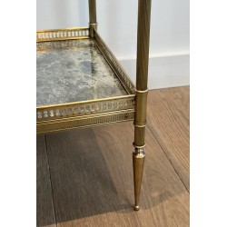 Neoclassical Brass Side Table with Double Églomisé Mirror Tops by Maison Jansen, circa 1940
