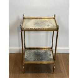 Neoclassical Brass Side Table with Double Églomisé Mirror Tops by Maison Jansen, circa 1940