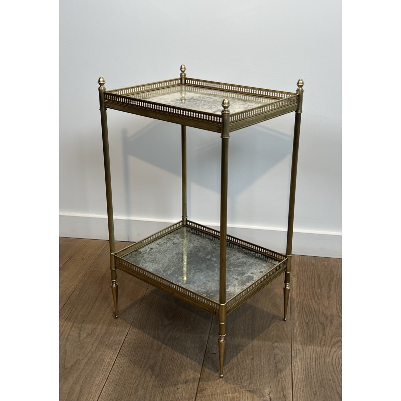 Neoclassical Brass Side Table with Double Églomisé Mirror Tops by Maison Jansen, circa 1940
