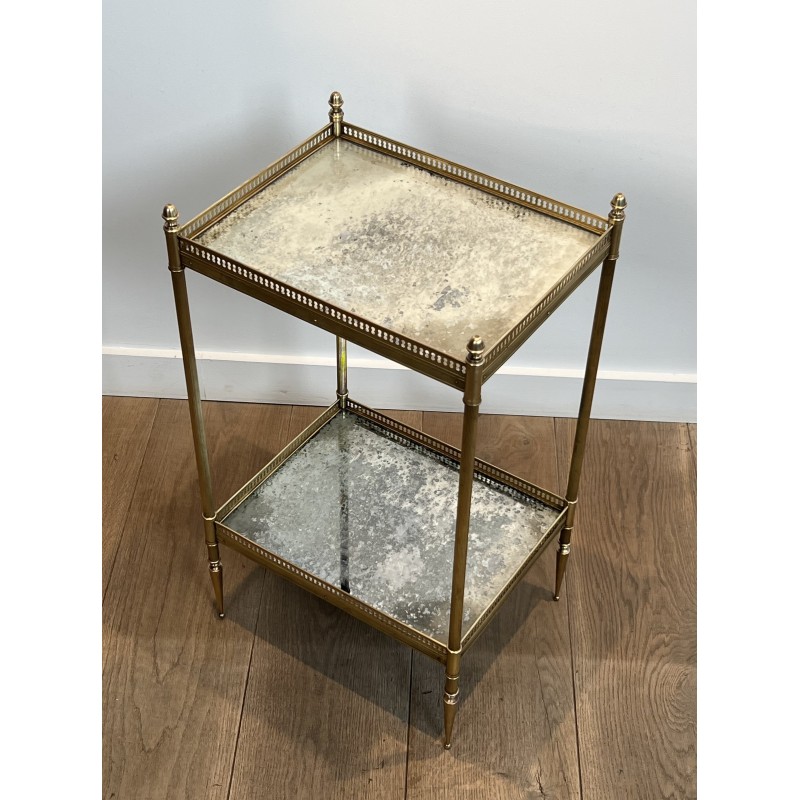 Neoclassical Brass Side Table with Double Églomisé Mirror Tops by Maison Jansen, circa 1940