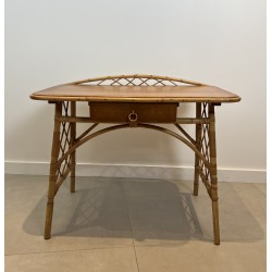 Modernist Rattan Desk by Louis Sognot, French Work, circa 1950