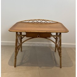 Modernist Rattan Desk by Louis Sognot, French Work, circa 1950
