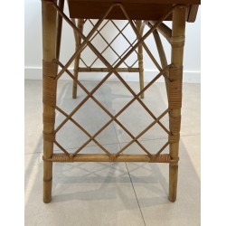 Modernist Rattan Desk by Louis Sognot, French Work, circa 1950