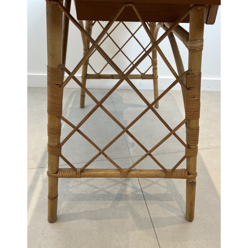 Modernist Rattan Desk by Louis Sognot, French Work, circa 1950