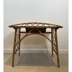 Modernist Rattan Desk by Louis Sognot, French Work, circa 1950