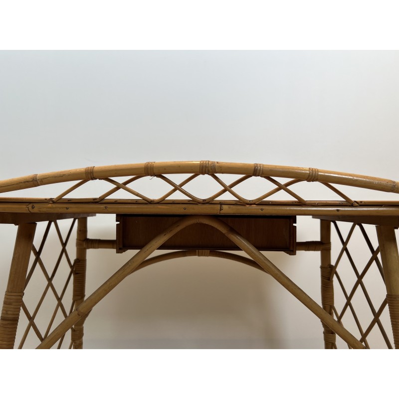 Modernist Rattan Desk by Louis Sognot, French Work, circa 1950