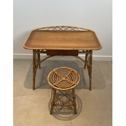Modernist Rattan Desk by Louis Sognot, French Work, circa 1950