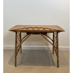 Modernist Rattan Desk by Louis Sognot, French Work, circa 1950